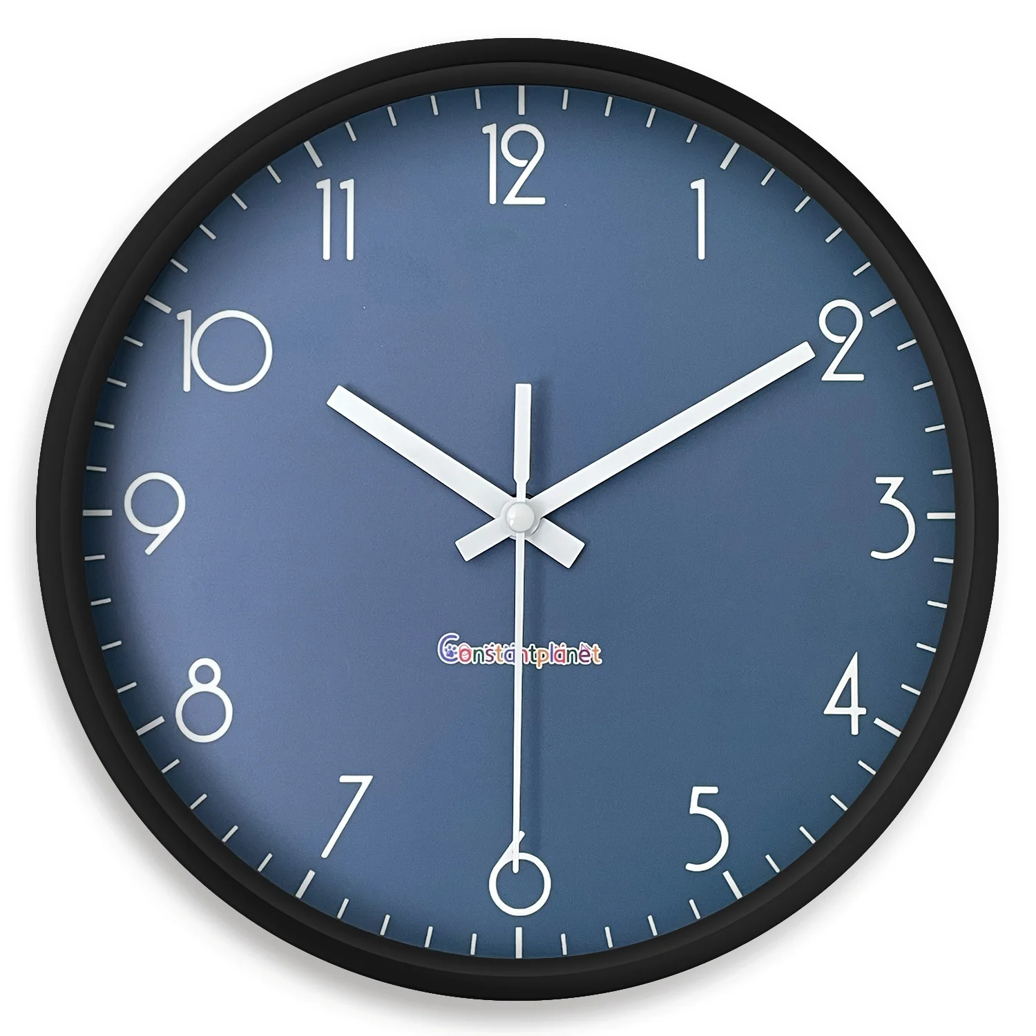 Relógio De Parede De Plástico E Vidro Com Estampa Moderna E Minimalista Em Azul Escuro Sólido, 20 Cm (8 Polegadas) (pilhas Não Incluídas)