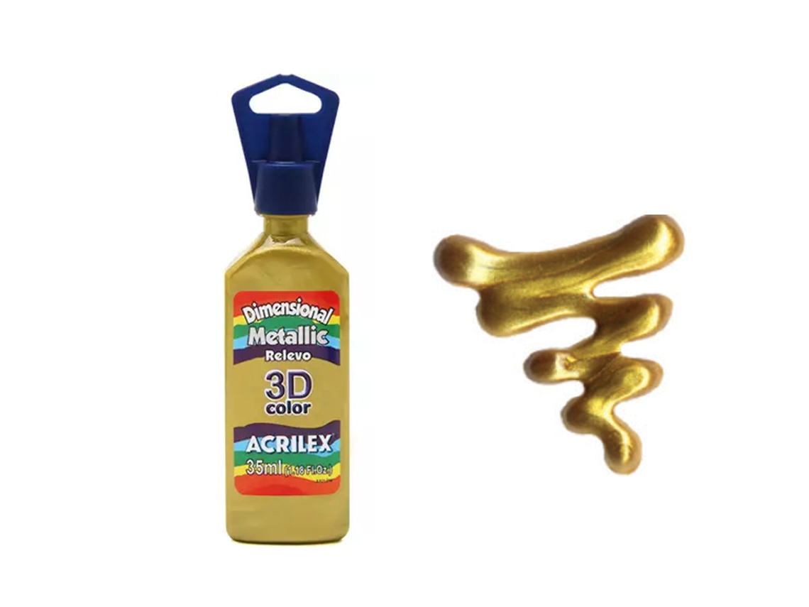 Dimens. Relevo 3D Metallic 35Ml Dourado Solar 598 Acrilex 