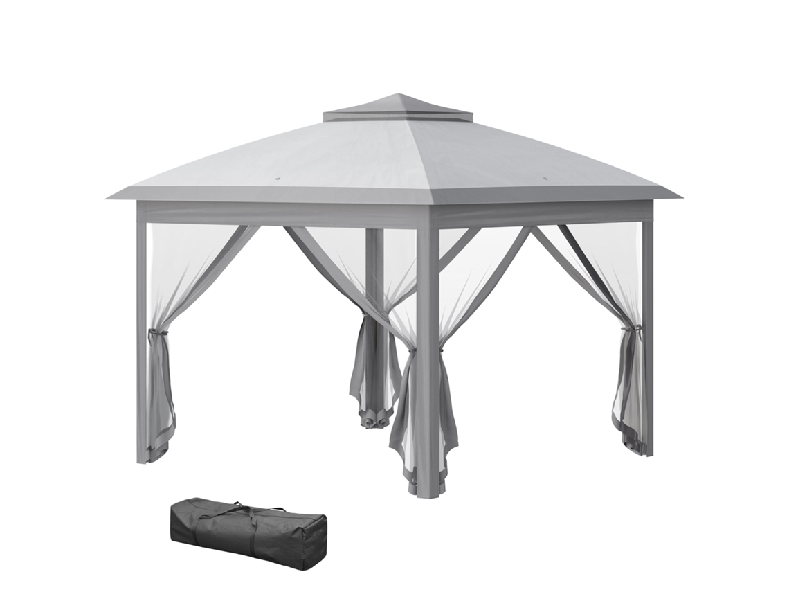 Gazebo Dobrável com mosquiteiros, 3,3x3x2,8 m cinza S/MARCA