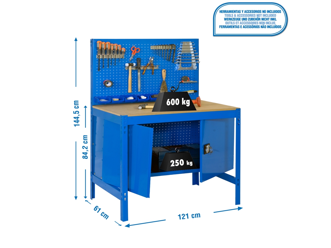 Bancada De Trabalho Sem Parafusos Simonwork Bt2 Cabinet 1200 Blue/wood
