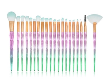 Conjunto de pincéis de maquiagem unicórnio com 20 peças, base em rosa e verde, sombra Gusshious