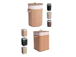Cesto Ropa Sucia Bambú – Cesta De La Colada Plegable Con Bolsa Extraíble Y Asas -  Cubo Ropa Con Tapa Negro Redondo