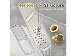 Espremedor de Alho Multifuncional e Mandolina, Mini Cortador Alho, Manual, Mandolina para Vegetais com Suporte AQUAFORGE (creme/1 Unidade)