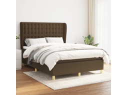 Vidaxl Cama Com Molas/colchão 140x200 Cm Tecido Castanho-escuro