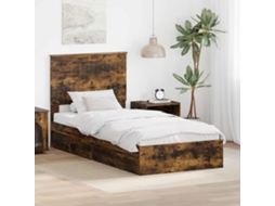 Vidaxl Cama Com Armazenamento Com Gaveta Carvalho Defumado 90 X 200 Cm