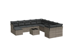 Conjunto de 12 Sofás de Jardim com Almofadões Vime Pe Cinzento MAISON EXCLUSIVE