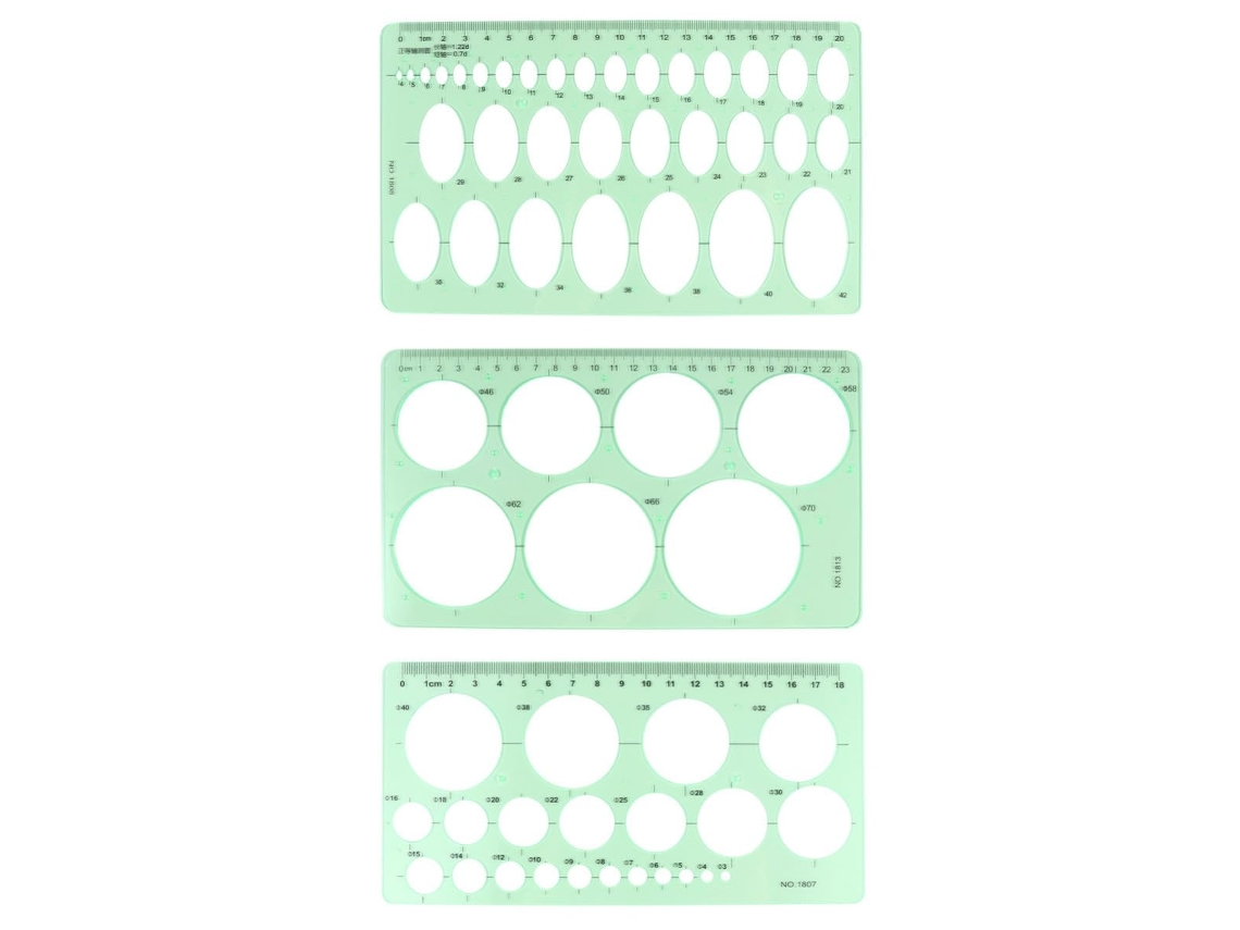 Kit De Régua Medição Para Construção Jojofuny, Modelos De Desenho, Círculos E Gabaritos Para Criar Figuras Geométricas