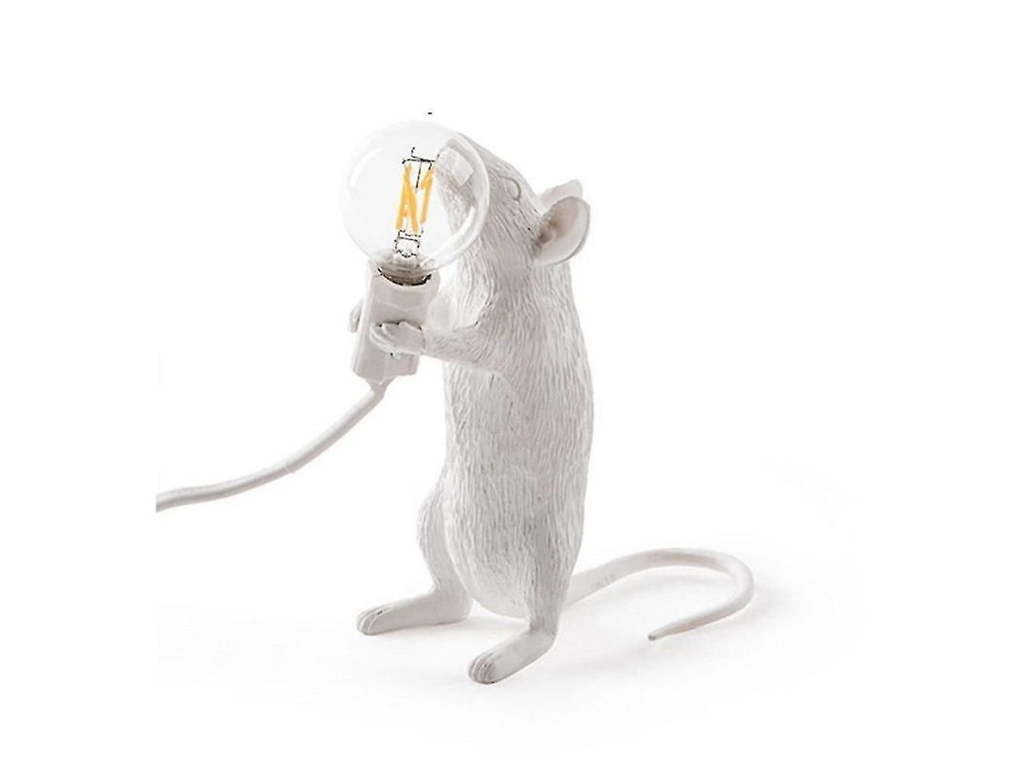 Lâmpada De Mesa Rato Animal Branca Moderna Com Cristal Transparente, Presente De Natal Led E12 90-260v Blanco-3