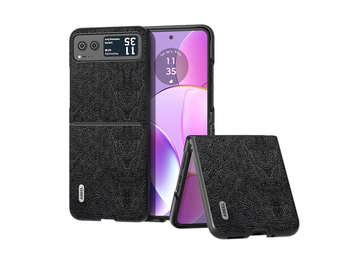 Capa De Celular Abeel Retro Com Textura De Lichia Em Pu Para Motorola Razr 40
