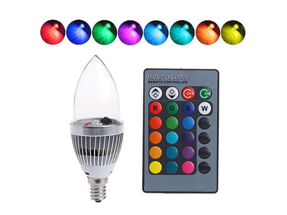Lâmpada Led Rgb Aynefy E14/e12 3w Rgb Led Com Mudança De Cor Kit De Controle Remoto E14 Brilvibera