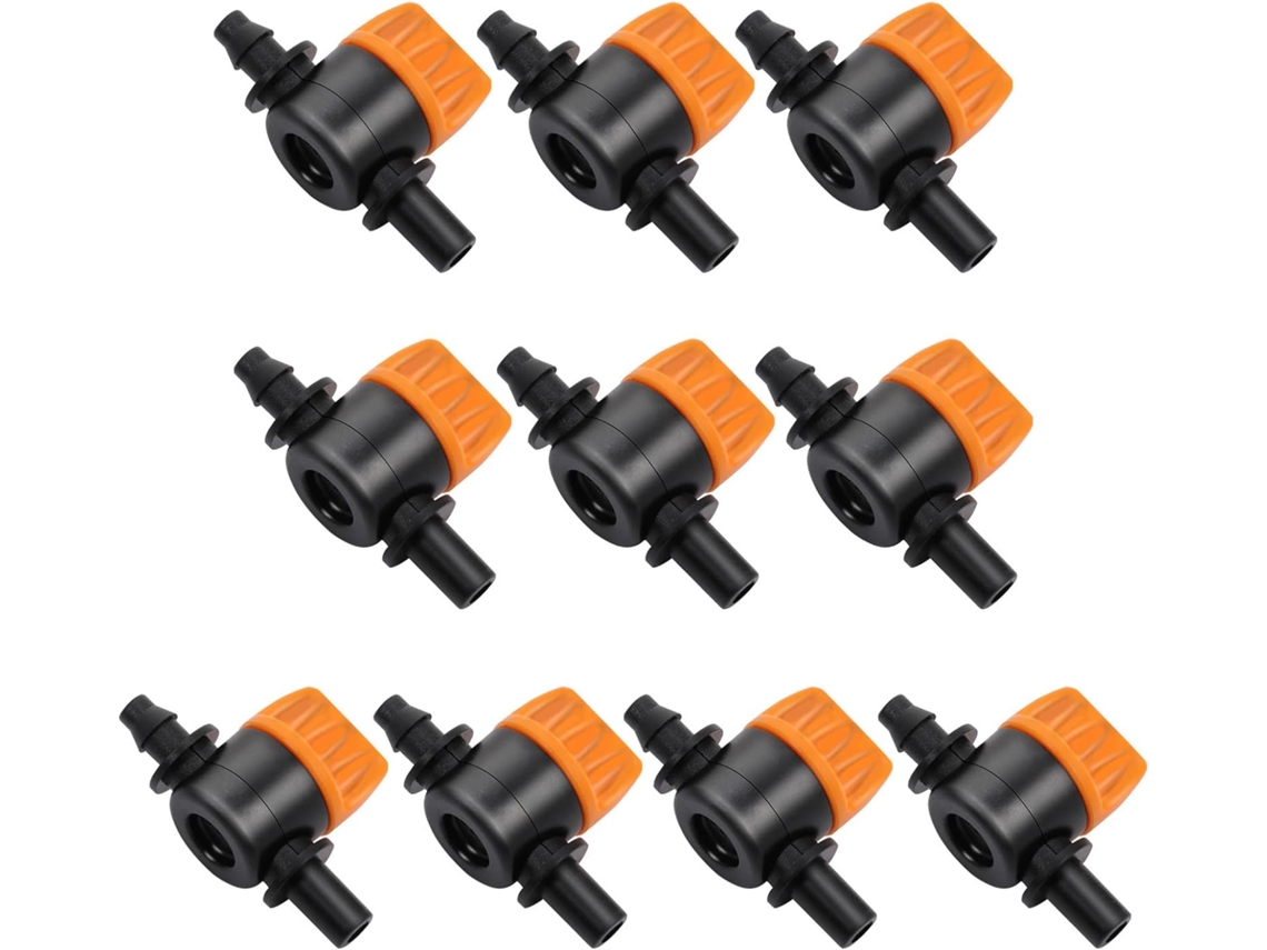 Conjunto De 10 Mini Válvulas Irrigação Impermeáveis Plástico 4/7 Para