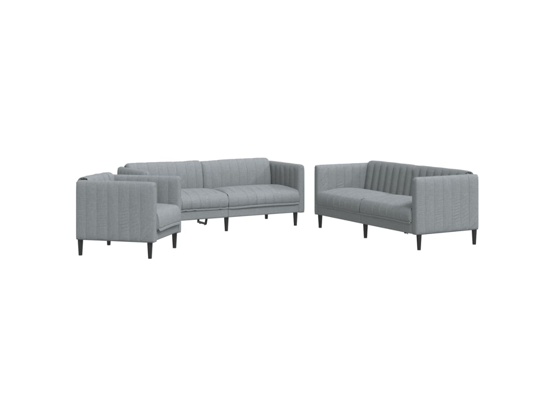 Conjunto De Sofás Vidaxl Cinzeto Tecido (193 X 74 X 76 Cm)