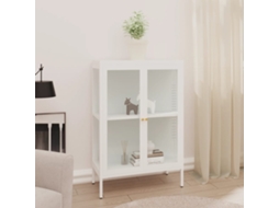 Vidaxl Aparador 75x35x105 Cm Vidro E Aço Branco