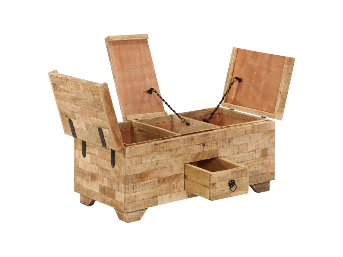 Mesa de Centro Madeira de Mangueira Maciça 80x40x35 Cm HARLANV1