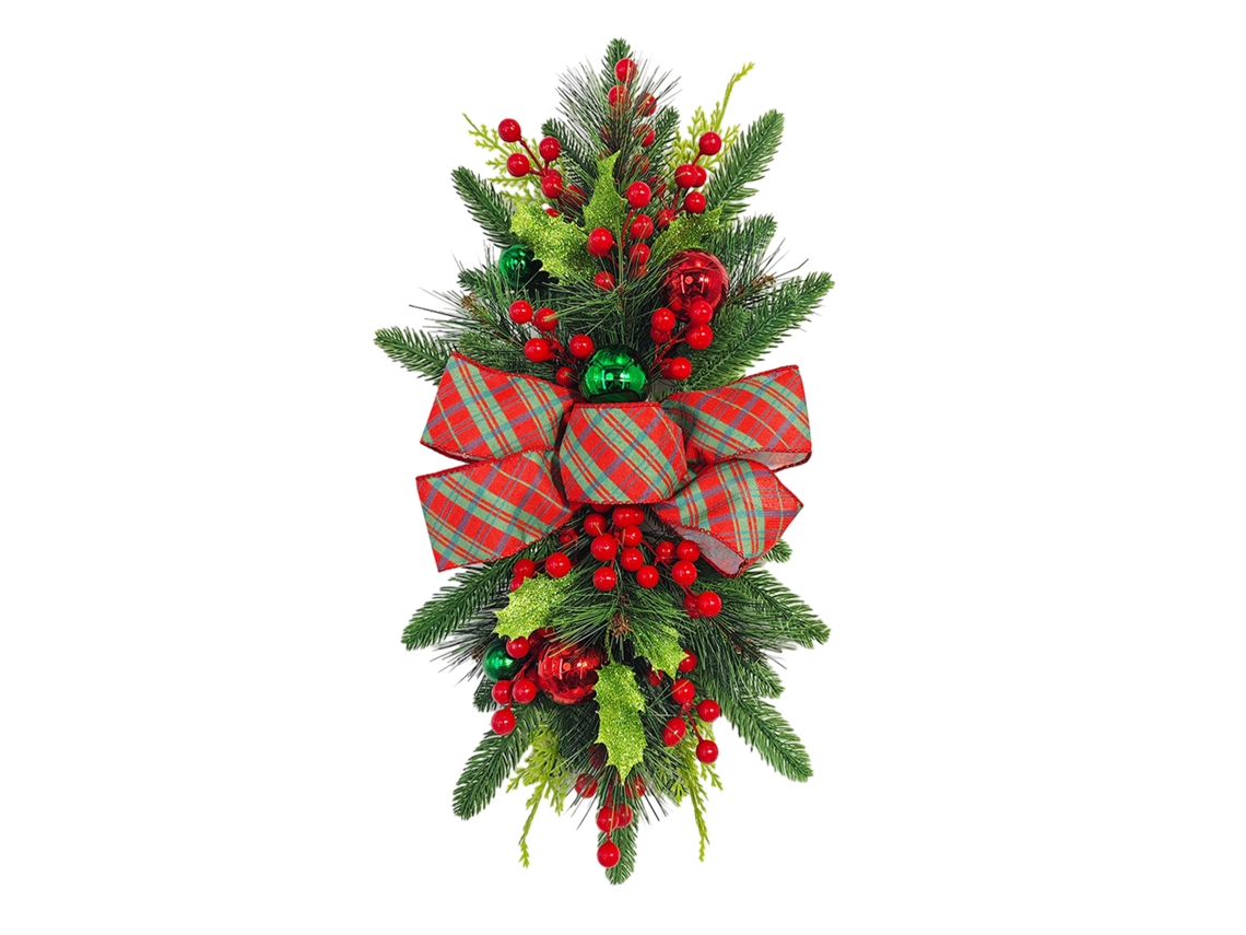 Guirlanda De Natal Vermelha E Verde Para Escada Com Luzes Laxiscreed Para Uma Decoração Festiva Elegante