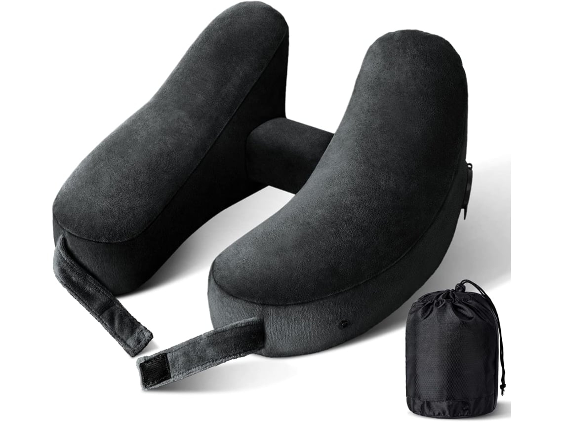 Travesseiro Inflável De Viagem, Confortável E Com Suporte Para A Cabeça, Preto. Aquaforge