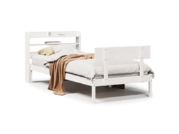 Cama Sem Colchão 75x190 cm Madeira de Pinho Maciça Branco MAISON EXCLUSIVE