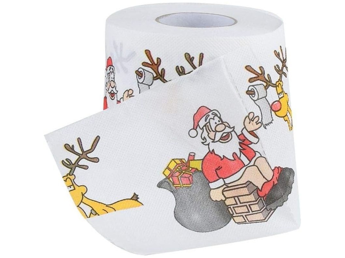Papel Higiênico com padrões de Natal, série natalina, decorativo, 3 camadas | S/MARCA