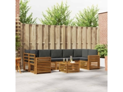 Vidaxl Conjunto De Sofás Para Exterior 8 Unid. Natural E Antracite