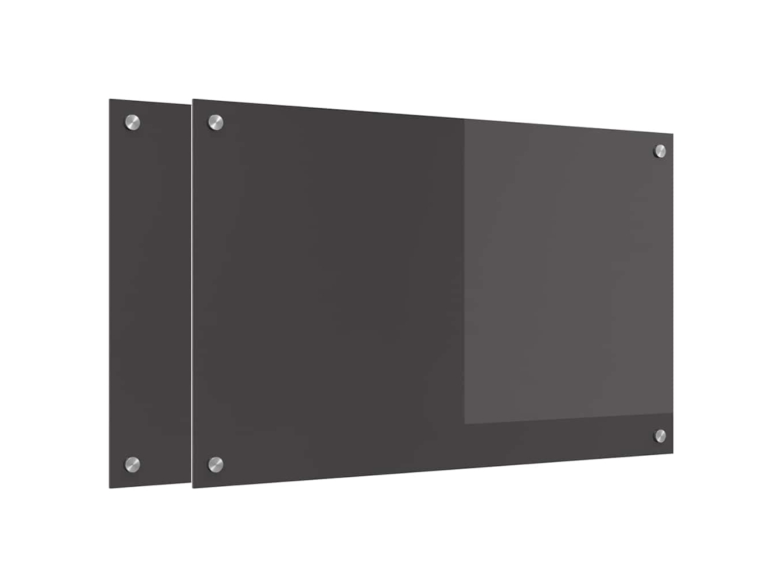 Conjunto 2 Backsplash De Vidro Temperado Para Cozinha Vidaxl Cinzento Vidro Temperado