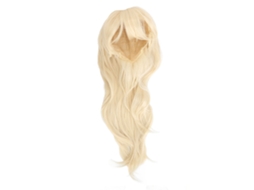 Peruca sintética longa e ondulada, cor loiro claro, modelo 2026, ideal para festas e cosplay.