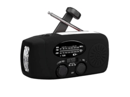 Rádio de Emergência Portátil com Energia Solar e Manivela, Am/fm, Bateria Externa Recarregável de 1000mah, Carregador Usb para Celular AQUAFORGE