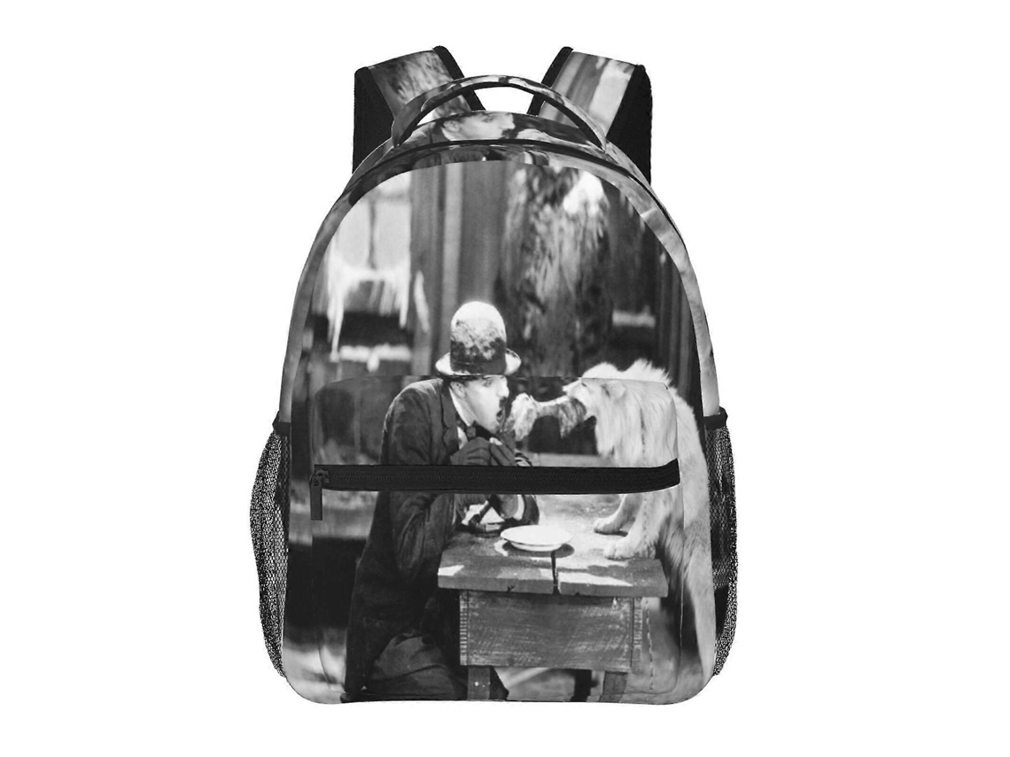 Mochila Charlie Chaplin Para Estudantes, Leve E Resistente, Impermeável E Com Alça Ajustável.