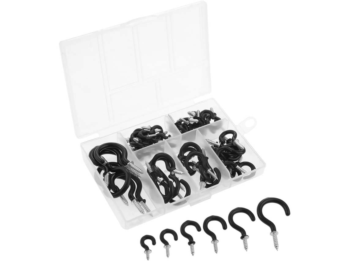 Conjunto De 70 Ganchos Metal Pendurar No Teto E Na Parede, Nos Tamanhos 1 2, 5 8, 3 4, 7 8e 1 Polegada,