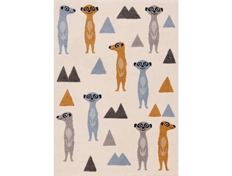 Tapete Yellow Tipi Funny Meerkat Polipropileno Bege (120x170cm)