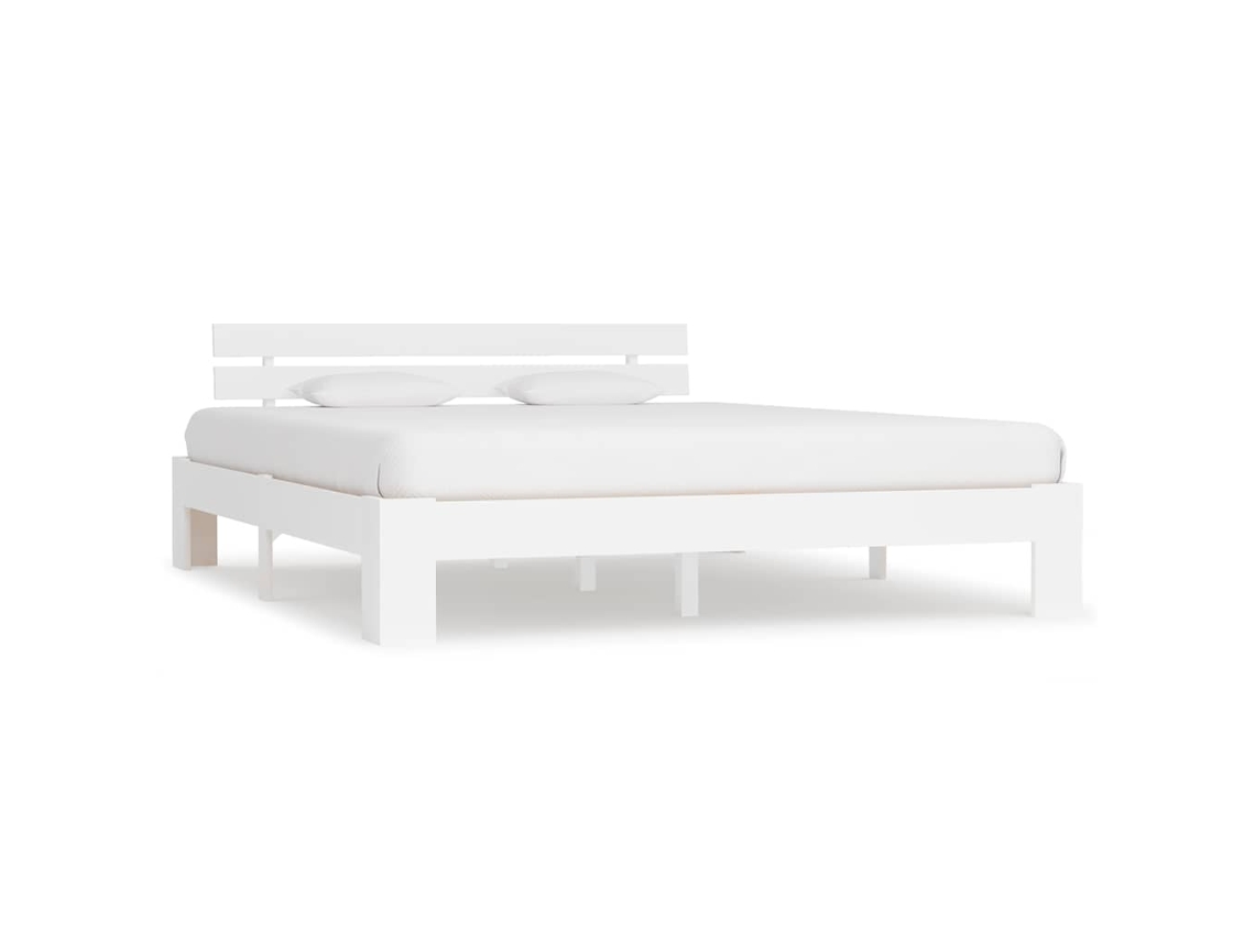 Vidaxl Estrutura De Cama Com Cabeceira 180x200cm Pinho Maciço Branco