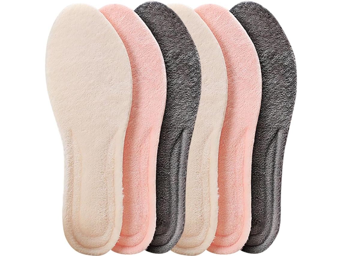 Conjunto De 3 Pares Palmilhas Térmicas Quentes Para O Inverno, Com Forro De Lã E Amortecimento, Ideais Para Tênis E