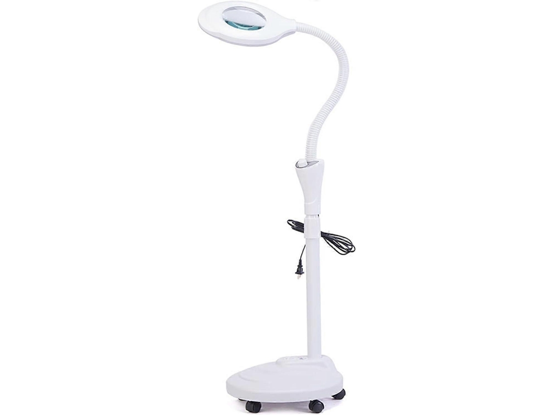 Luminária De Chão Com Lupa Led 16x, Tubo Flexível Com Ângulo Ajustável E 5 Rodízios Giratórios Ideal Para Manicure, Leitura, Joa Aquaforge
