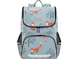 Mochila Infantil Mnsruu Foxes Woodland Trees Com Faixa Refletora, Estampa De Árvores Vermelhas.
