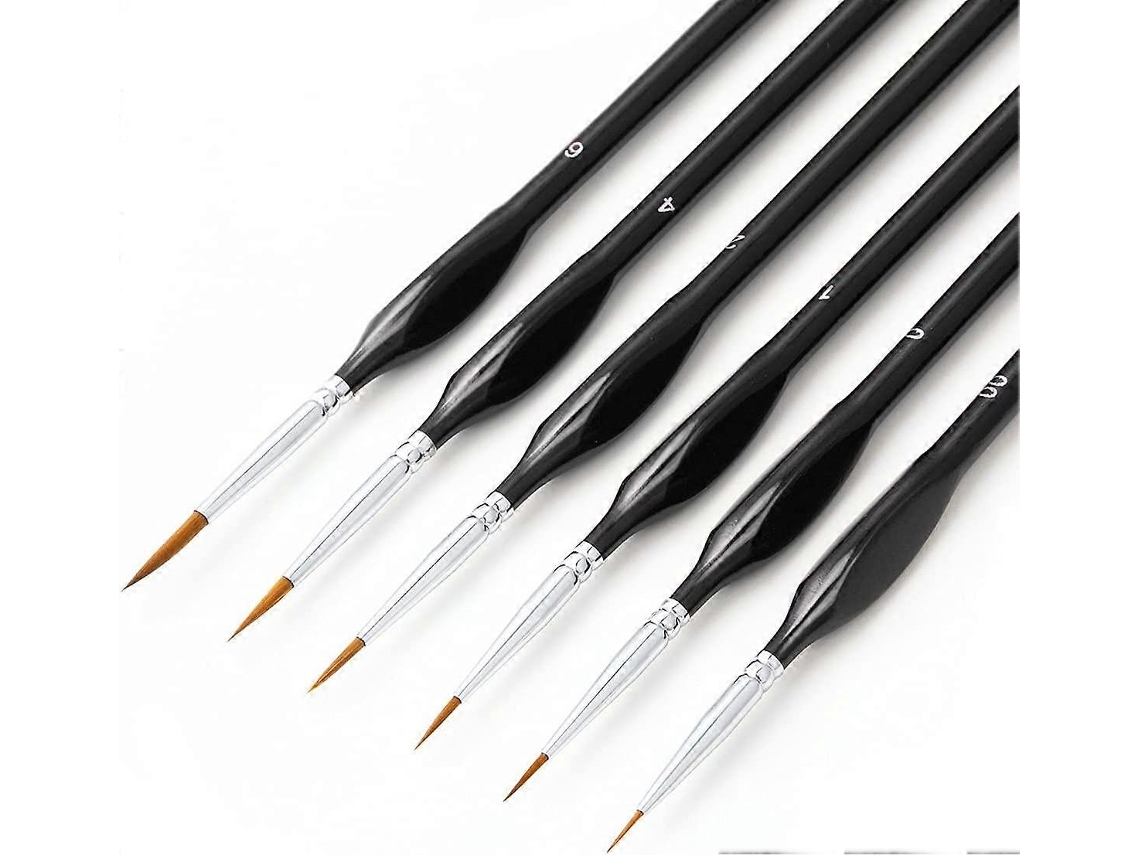 Conjunto De 6 Pincéis Miniatura De Detalhes Finos Para Artistas, Linhas Finas Para Aquarela, Acrílico E Pintura A Óleo Detalhada. Everley891