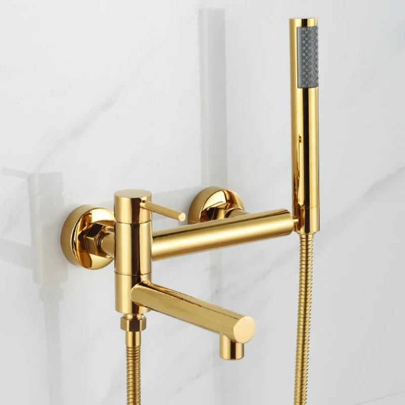 (dourado) Torneira Para Banheira Com Chuveiro, Bica Giratória E Ducha Manual.