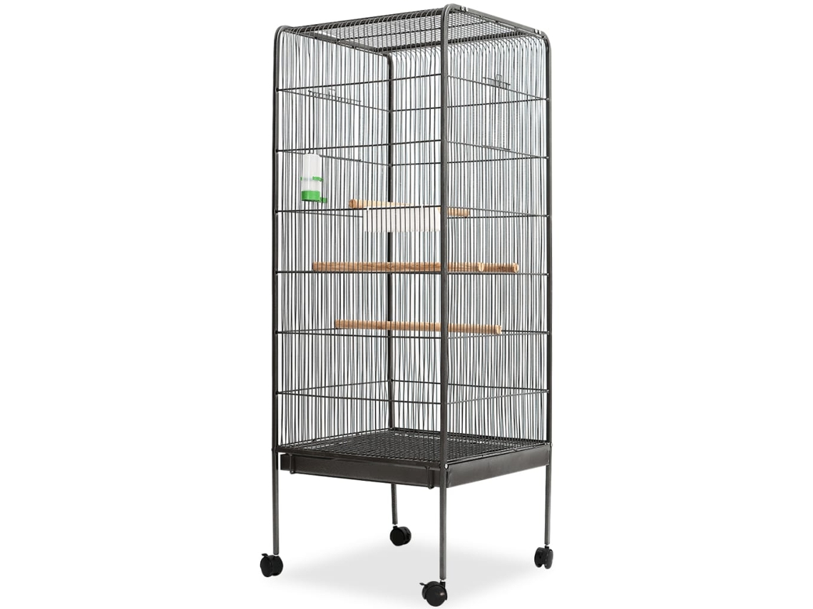Vidaxl Gaiola Para Pássaros 54x54x146 Cm Aço Preto
