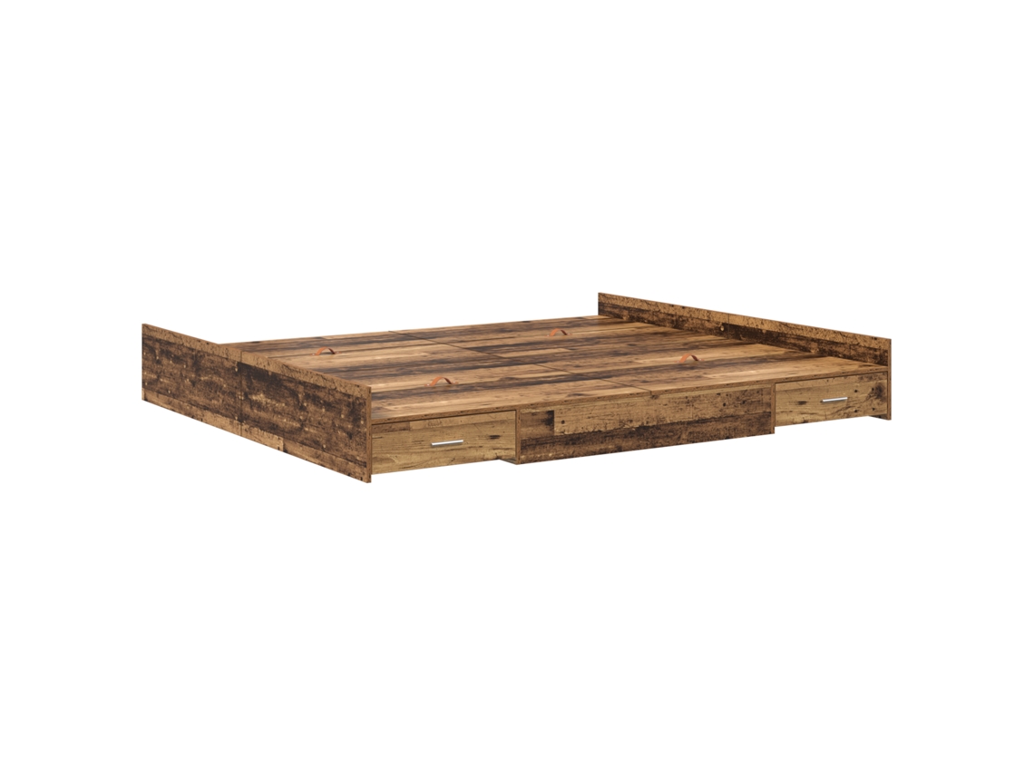 Conjunto 1 Estrutura De Cama Moderna Vidaxl Castanho Madeira De Pinho Maciça (200 X 200 Cm)