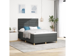 Cama Box Spring Com Colchão Cinza Escuro 160x200 Cm Tecido
