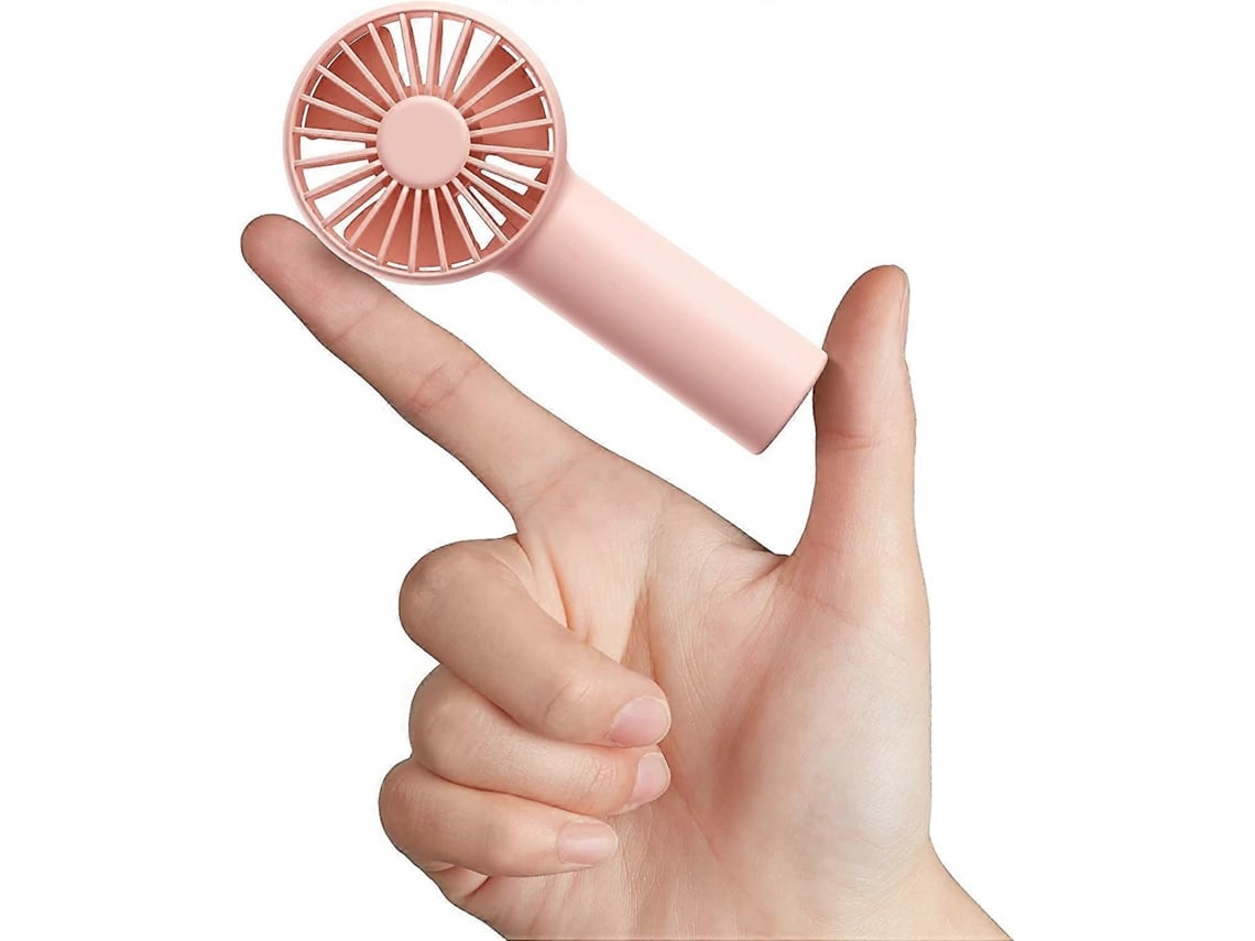 Rebe ventilador Portátil Mini com Bateria Recarregável de 2000mah, 3 Velocidades, Usb c, Silencioso, Cor Rosa