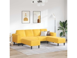 Vidaxl Sofá Amarelo Claro 250 X 188 X 76 Cm Tecido De Veludo Cotele