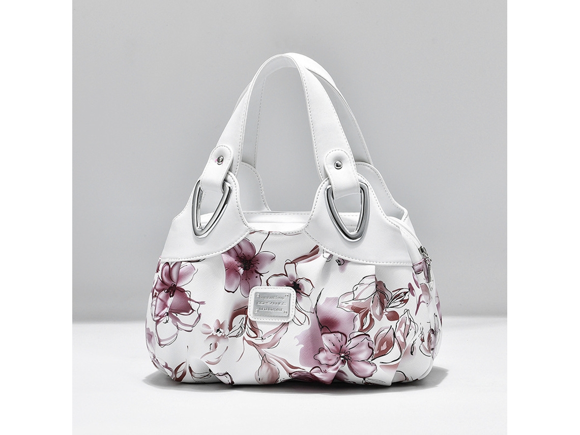 Nova Bolsa Estampada de 2026, Bolsa Macia Multicolorida flores Rosa em Aquarela Branca YUNZII