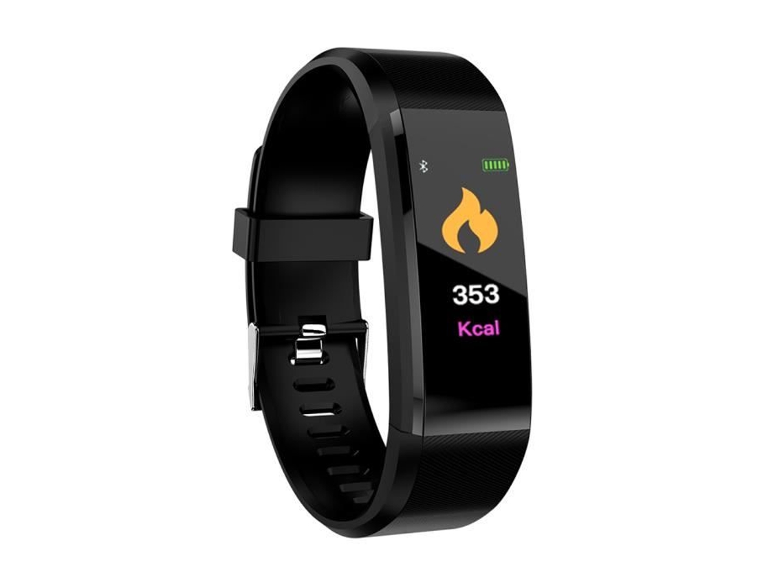 Preto Bt Smart Watch Pedômetro Pulseira Sports Fitness Tracker