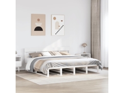 Vidaxl Cama Sem Colchão 200x200 Cm Madeira De Pinho Maciça Branco