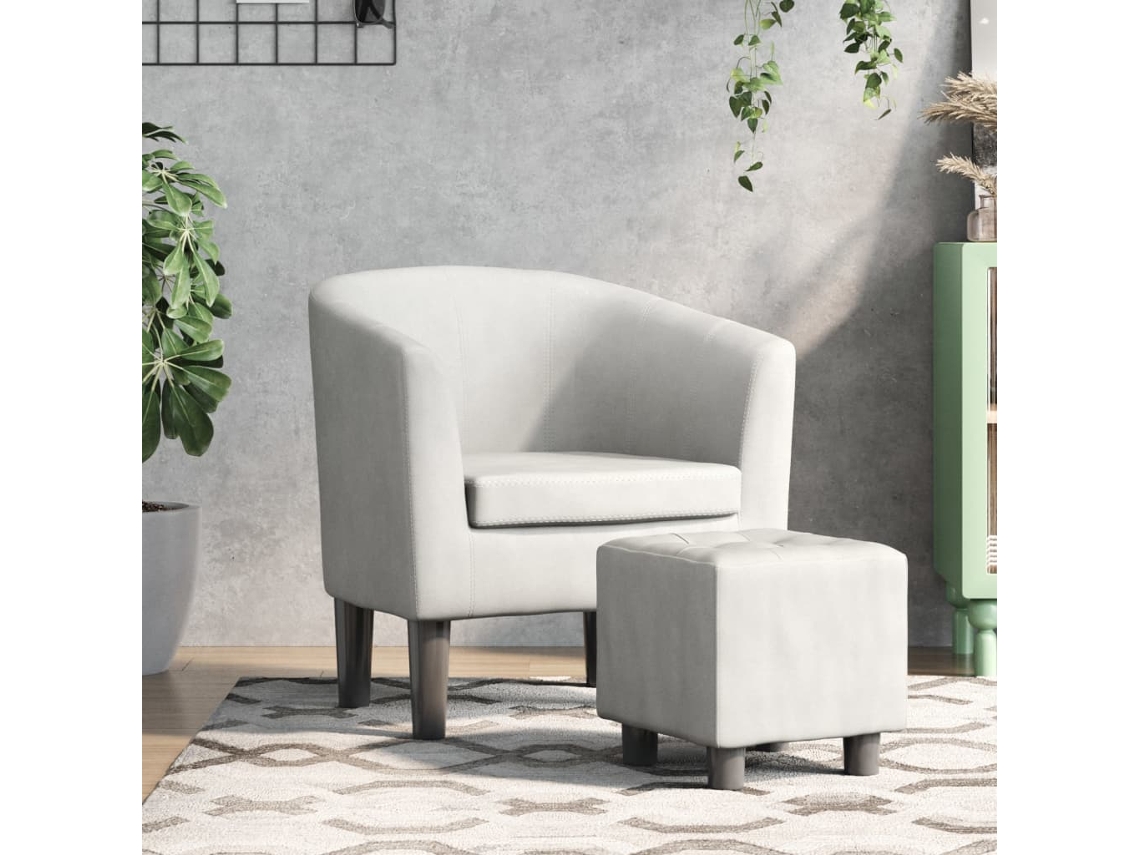 Vidaxl Poltrona Com Apoio De Pés Couro Artificial Branco