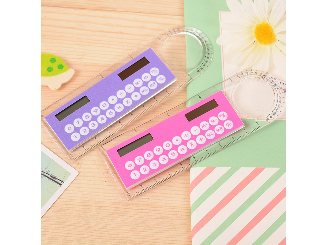 Calculadora Mini Ultra Fina Solar De 10 Cm Régua Multifuncional Para Crianças Escolares