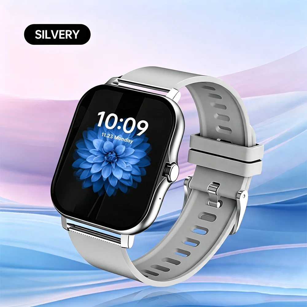 (prateado) Smartwatch Com Tela Sensível Ao Toque Completa E Função De Chamada Sem Fio