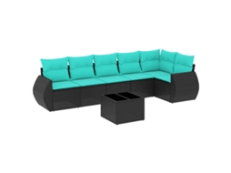 Conjunto de Sofá de Jardim, 7 Peças, Almofadas, Rattan Preto MAISON EXCLUSIVE