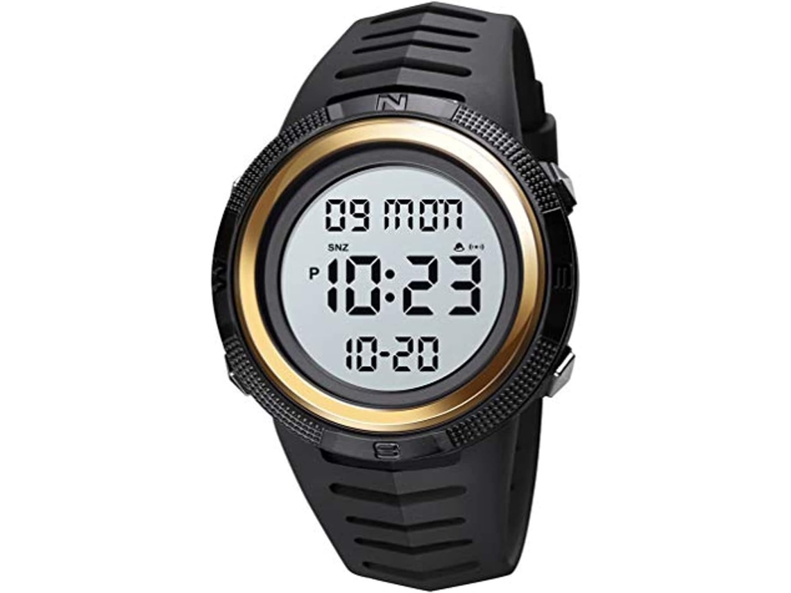 Lurelia Relógio Digital Desportivo, Visor Digital, Led, Cronómetro, Alarme, Data/calendário, 12/24h, Luminoso, Duplo Fuso/mostrador, Vidro Mineral
