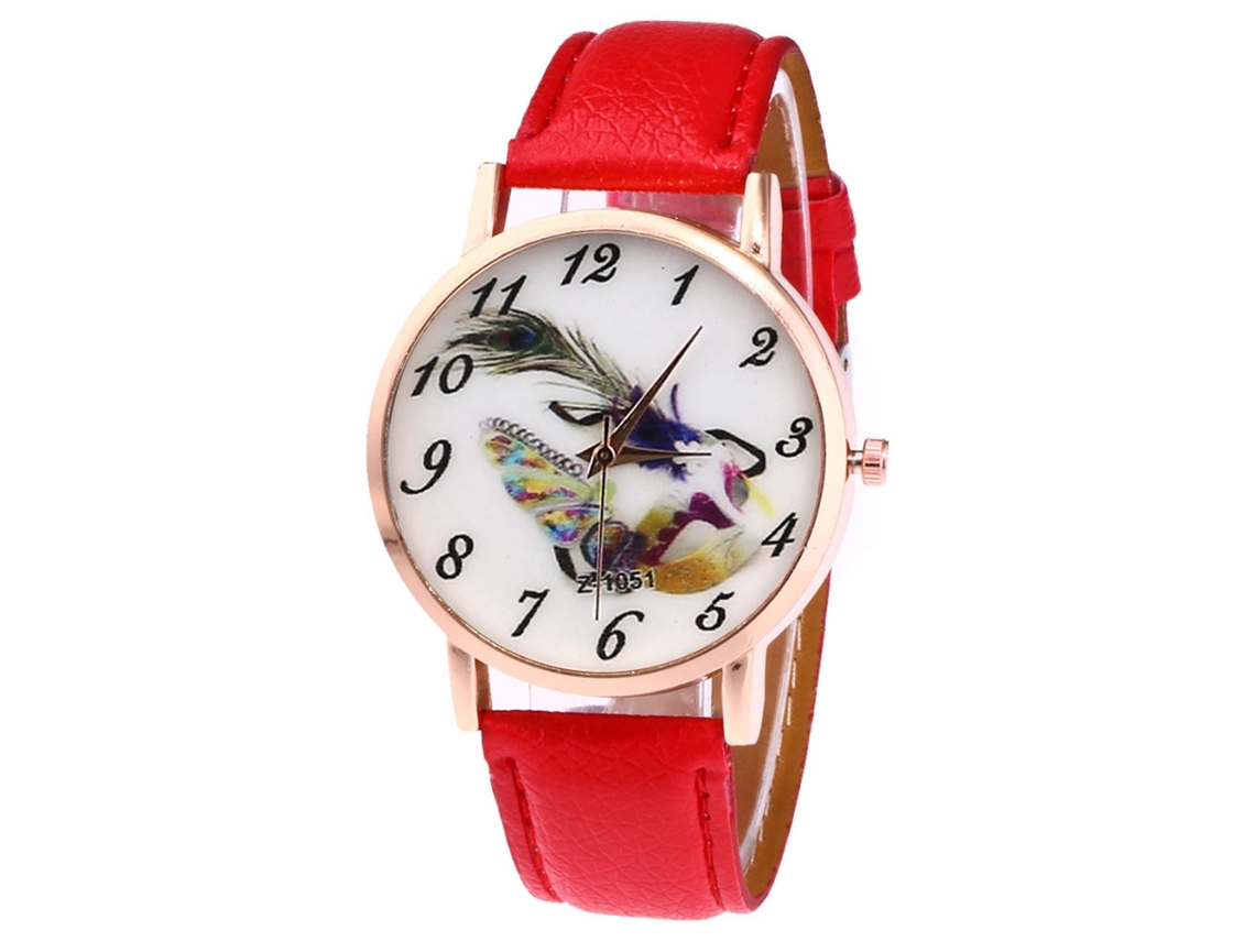 Relógio de pulso para casal com pulseira de couro PU, mostrador redondo moderno e movimento de quartzo.