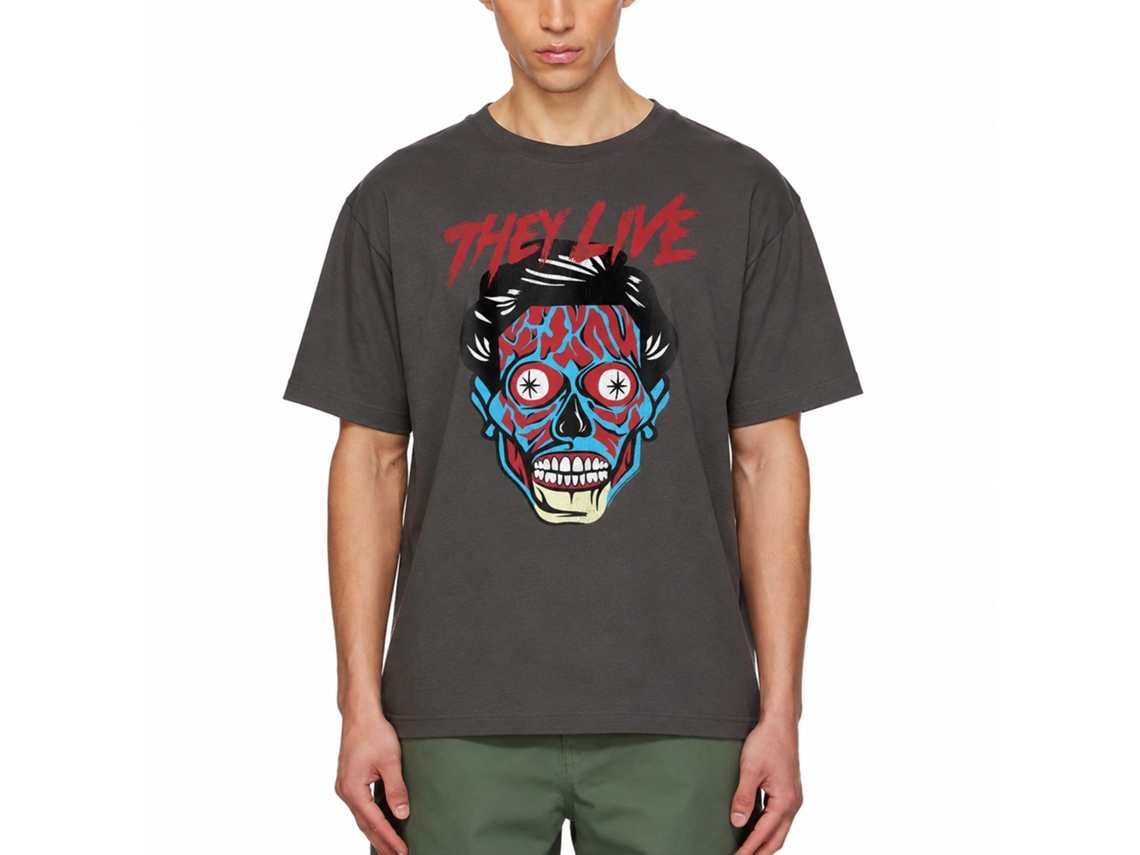 Rockinstone They Live Movie Alien Head Solid Smoke Adult T-shirt Size:s